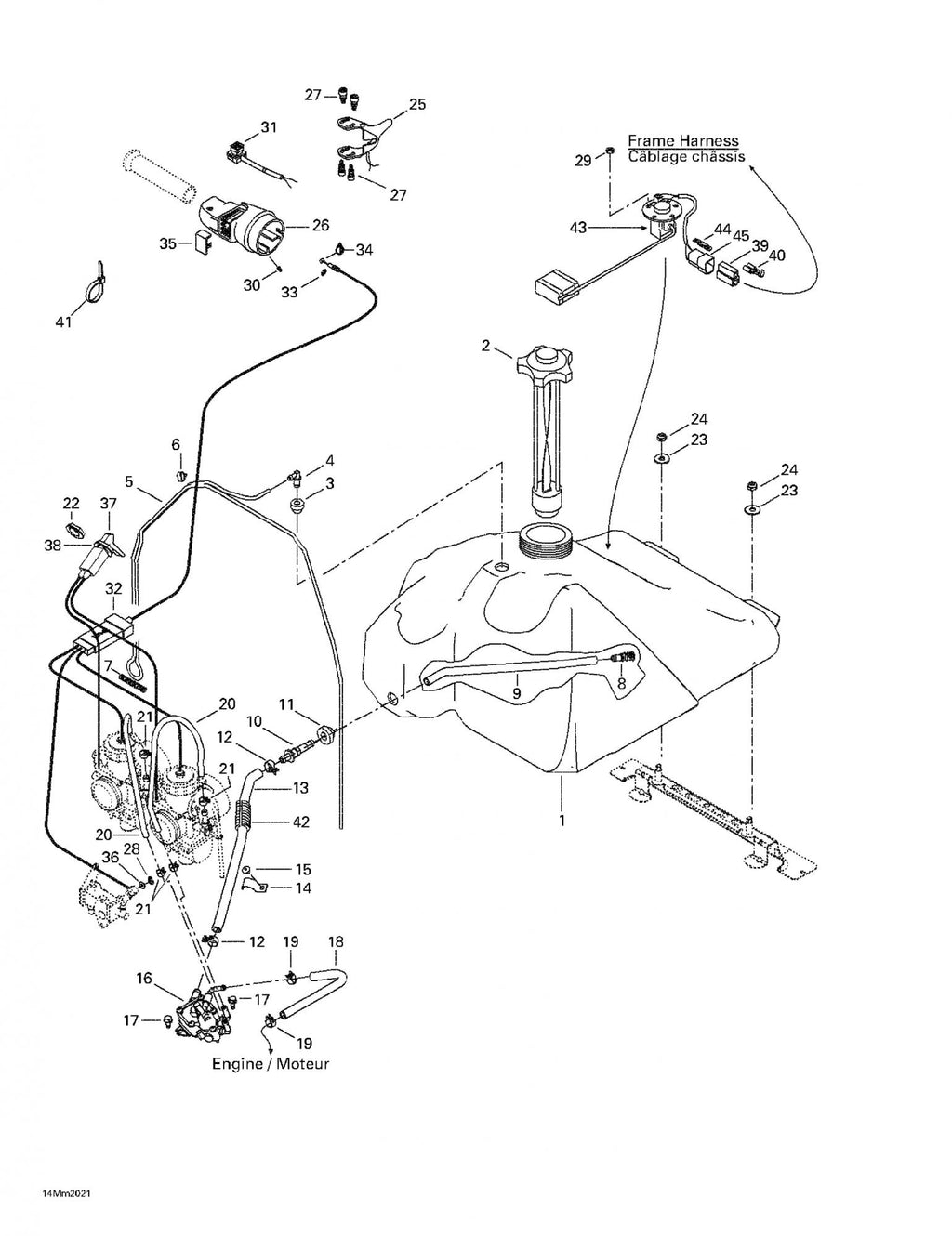 Fits 2000 Ski-Doo Formula Deluxe 600/700 / Formula Z 600/700 Models Throttle Cable, OEM Part # 512059188