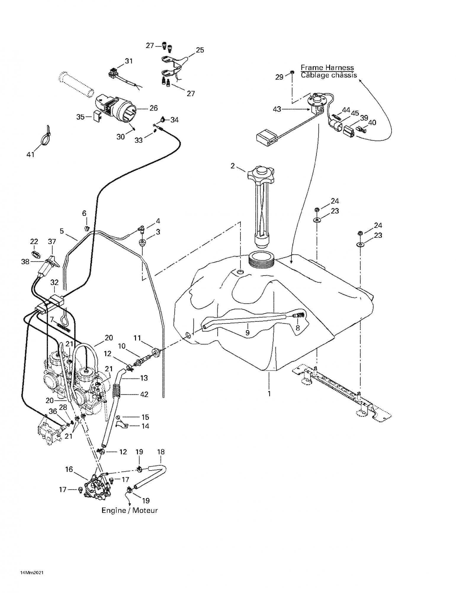 Fits 2000 Ski-Doo Formula Deluxe 600/700 / Formula Z 600/700 Models Throttle Cable, OEM Part # 512059188