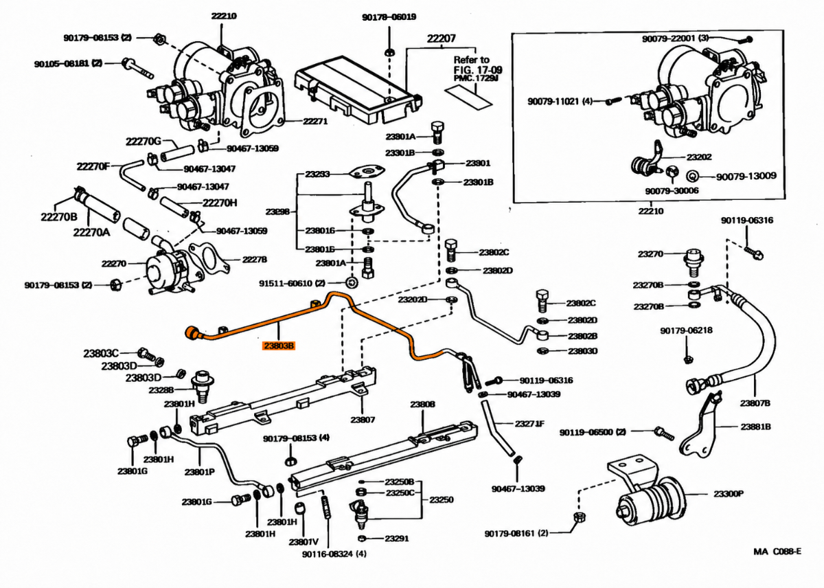 New 1990-1994 Fits Lexus LS400 Pipe Sub-Assy, Fuel, NO.3, Part # 23803-50060