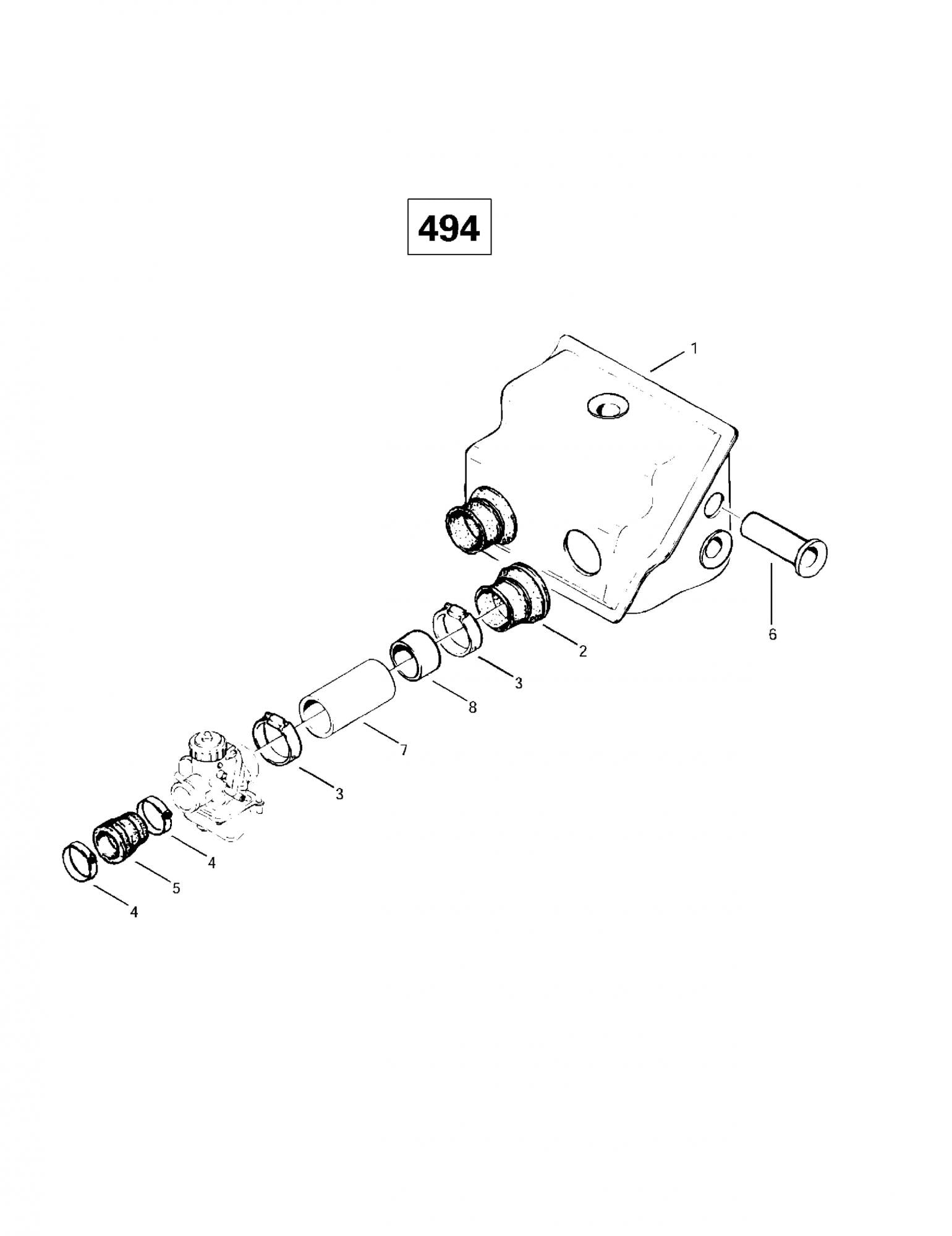 Fits 1997-2000 Ski-Doo Skandic Super Wide Track / Skandic Wide Track Models Carburetor Adaptor Skandic Wt Lc., OEM Part # 570038000