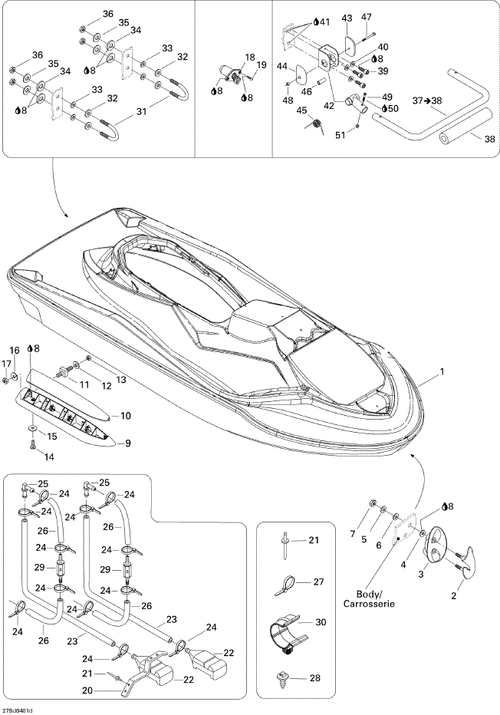 Fits 2002-2004 Sea-Doo Marine Parts LH Sponson Cover, OEM Part # 292000817