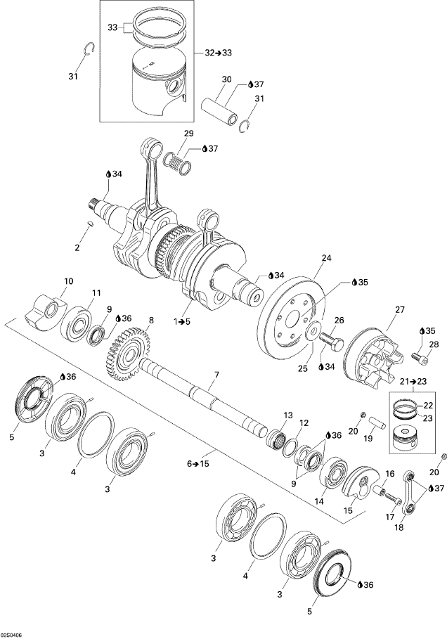 Fits 2000-2007 Sea-Doo Boats Balanced Shaft 947 Ass Y, OEM Part # 420837446