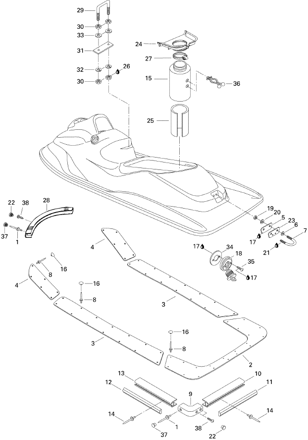 Fits 1996-2001 Sea-Doo Marine Parts Rear Vent Hose, OEM Part # 291001103