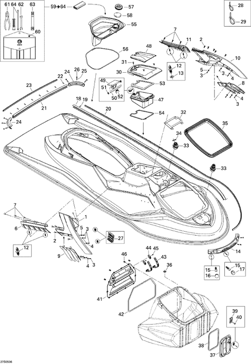 Fits 2006 Sea-Doo RXP / RXT Rear Bumper Trim, Maya Gold, OEM Part # 291002331