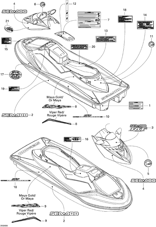 Fits 2006 Sea-Doo RXT Sea-Doo Decal, OEM Part # 219902514