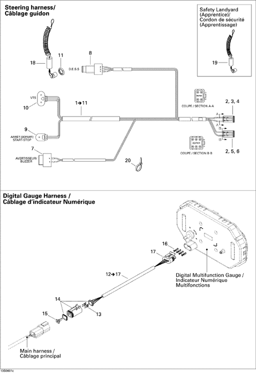 Fits 2006 Sea-Doo RXP Steering Harness, OEM Part # 278002110