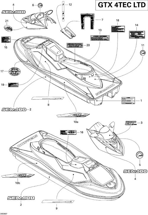 Fits 2006 Sea-Doo GTX 4-TEC LTD LH Back Side Decal, OEM Part # 219902613
