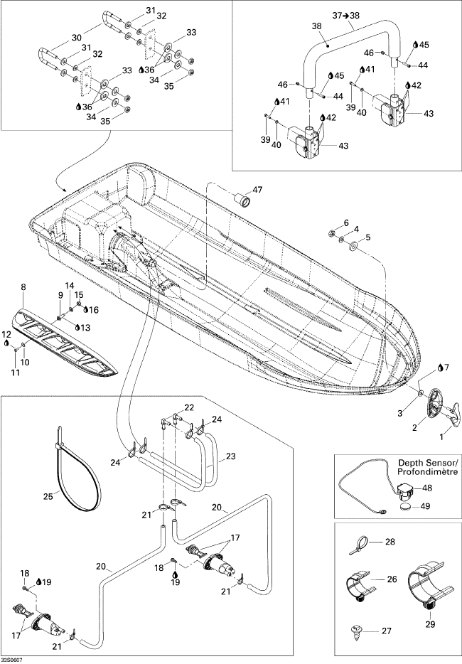Fits 2006 Sea-Doo GTX 4-TEC LTD Bow Eye, Grey, OEM Part # 292001028