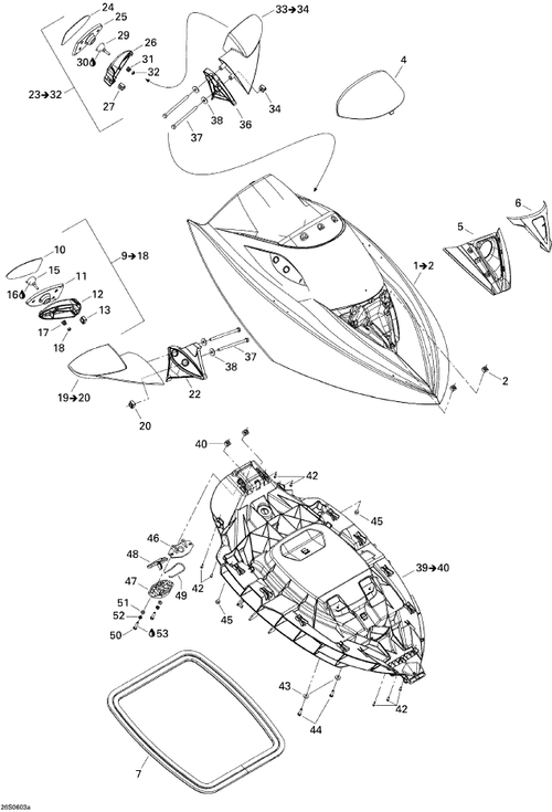 Fits 2006 Sea-Doo GTX 4-TEC SC / GTX 4-TEC, STD LH Mirror Shell, OEM Part # 269501458