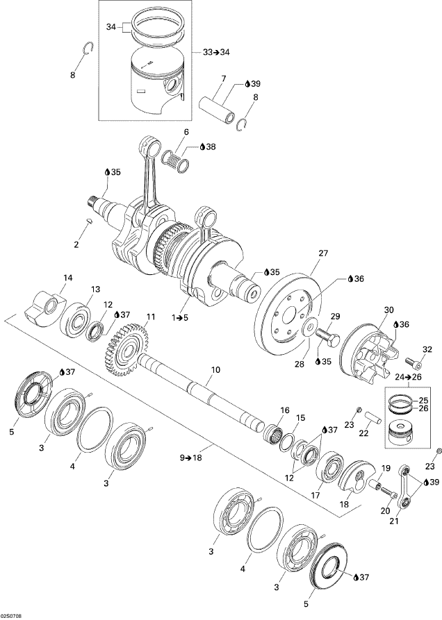 Fits 2000-2007 Sea-Doo Boats Balanced Shaft 947 Ass Y, OEM Part # 420837446