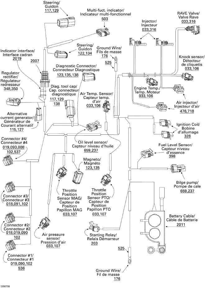 Fits 2004-2007 Sea-Doo Watercraft Male Housing, 6 Circuits, OEM Part # 710000414