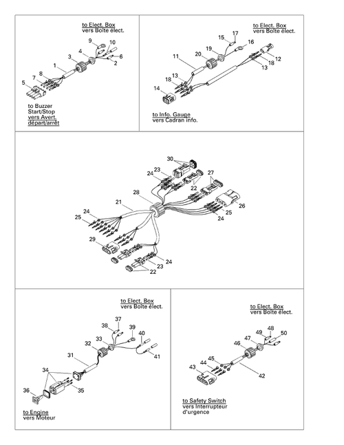 Fits 1997 Sea-Doo HX, 5882 Gauge Harness (4 Ways), OEM Part # 278001027