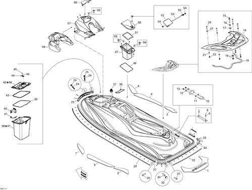 Fits 2006-2011 Sea-Doo Watercraft Glove Box, OEM Part # 291002531