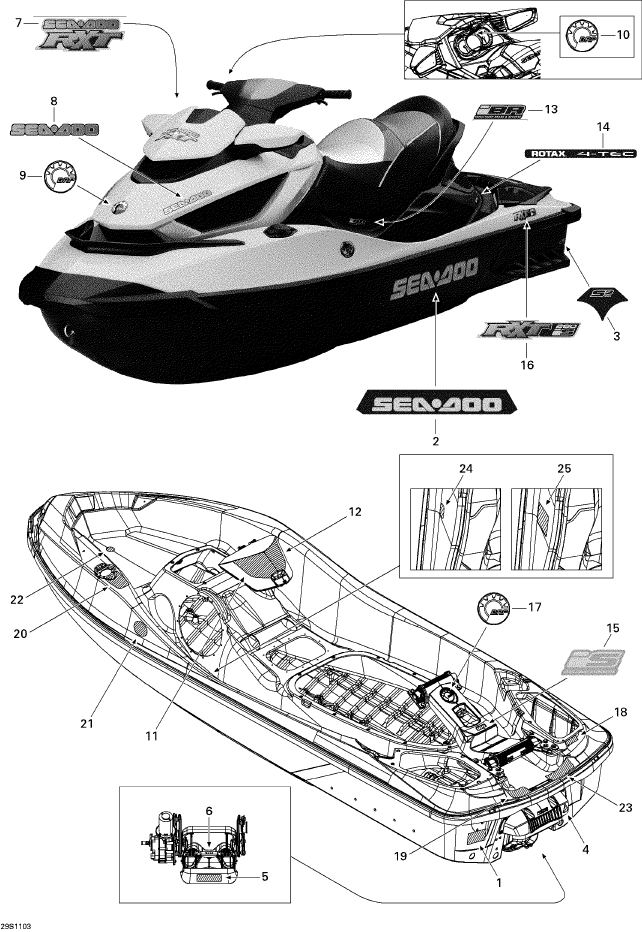 Fits 2010-2011 Sea-Doo RXT iS 260 Decal, Rxt 260Is, OEM Part # 219903181
