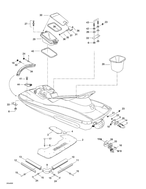 Fits 1998-5666 Sea-Doo Marine Parts Bridge Lower, OEM Part # 291001281