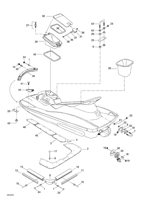 Fits 1998-5666 Sea-Doo Marine Parts Bridge Lower, OEM Part # 291001281