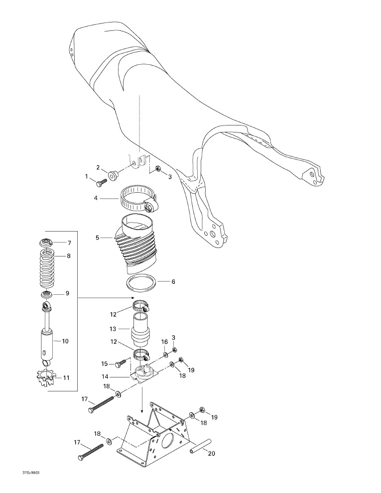 Fits 1997-2004 Ski-Doo Snowmobiles Guide_Spring, OEM Part # 503165100