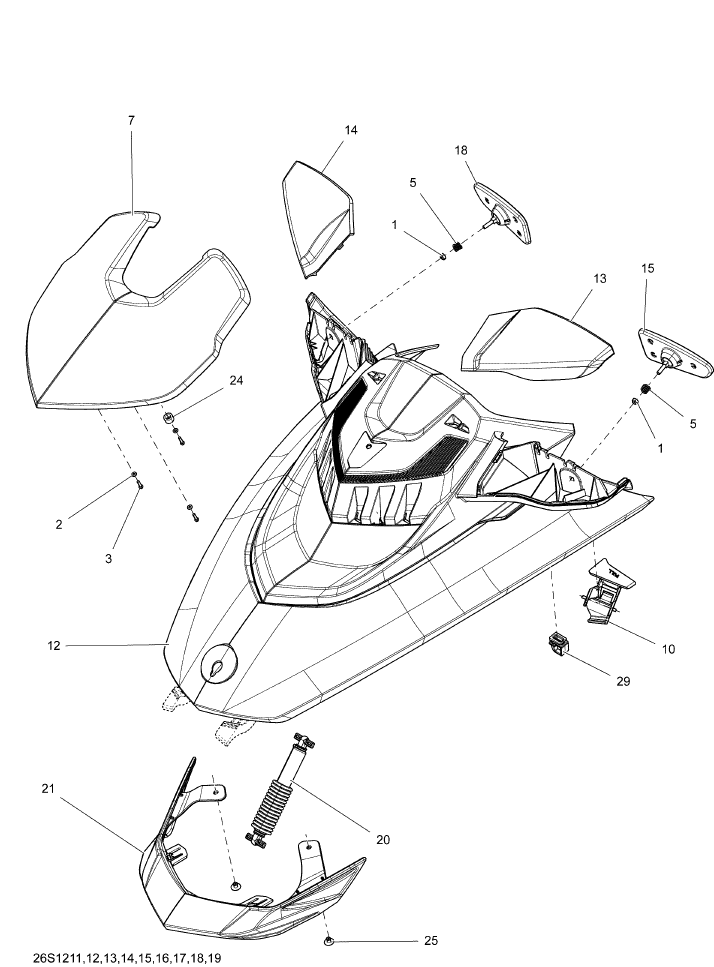 Fits 2011-2012 Sea-Doo Watercraft LH Mirror Housing, White, OEM Part # 269501839