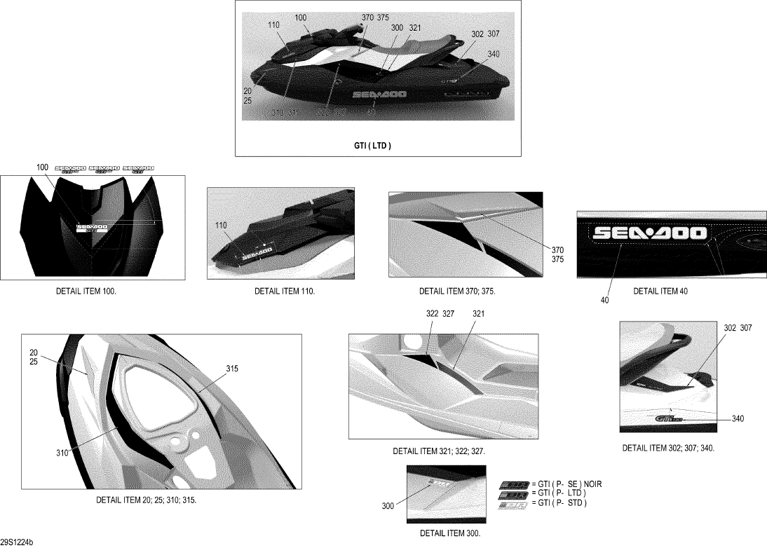 Fits 2011-2012 Sea-Doo GTI LTD 155 / GTI LTD 155 (39CA, 39CB) / GTI LTD 155 (39CS) Front Sea-Doo Logo, OEM Part # 219903267