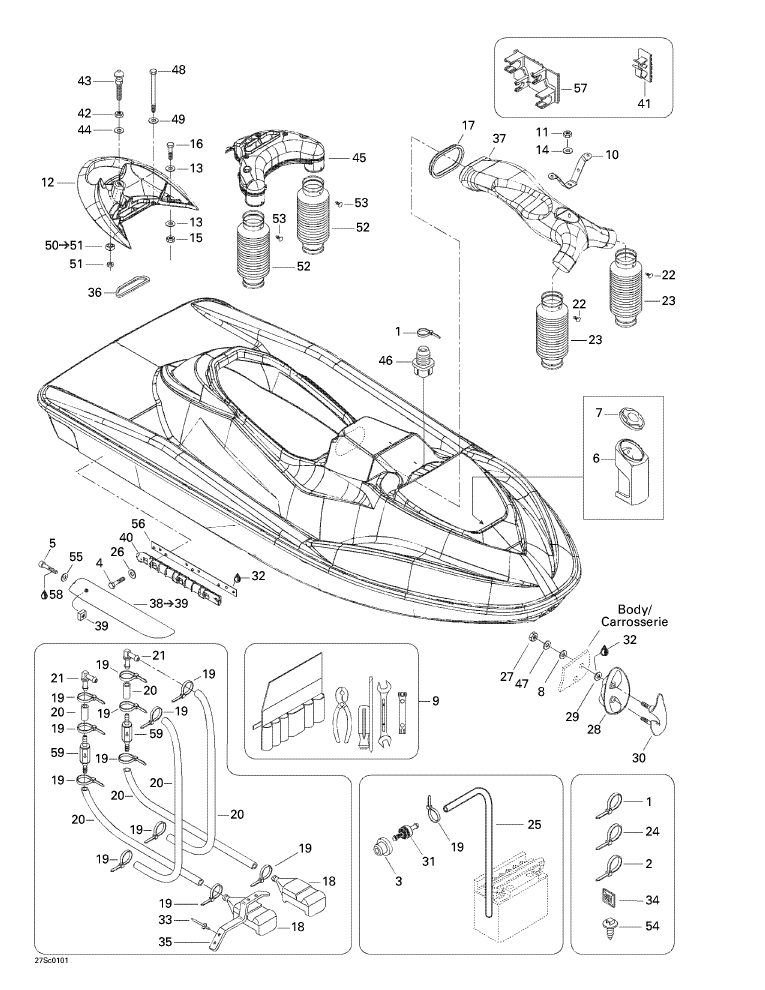 Fits 2000-2003 Sea-Doo Marine Parts LH Sponson, OEM Part # 292000617