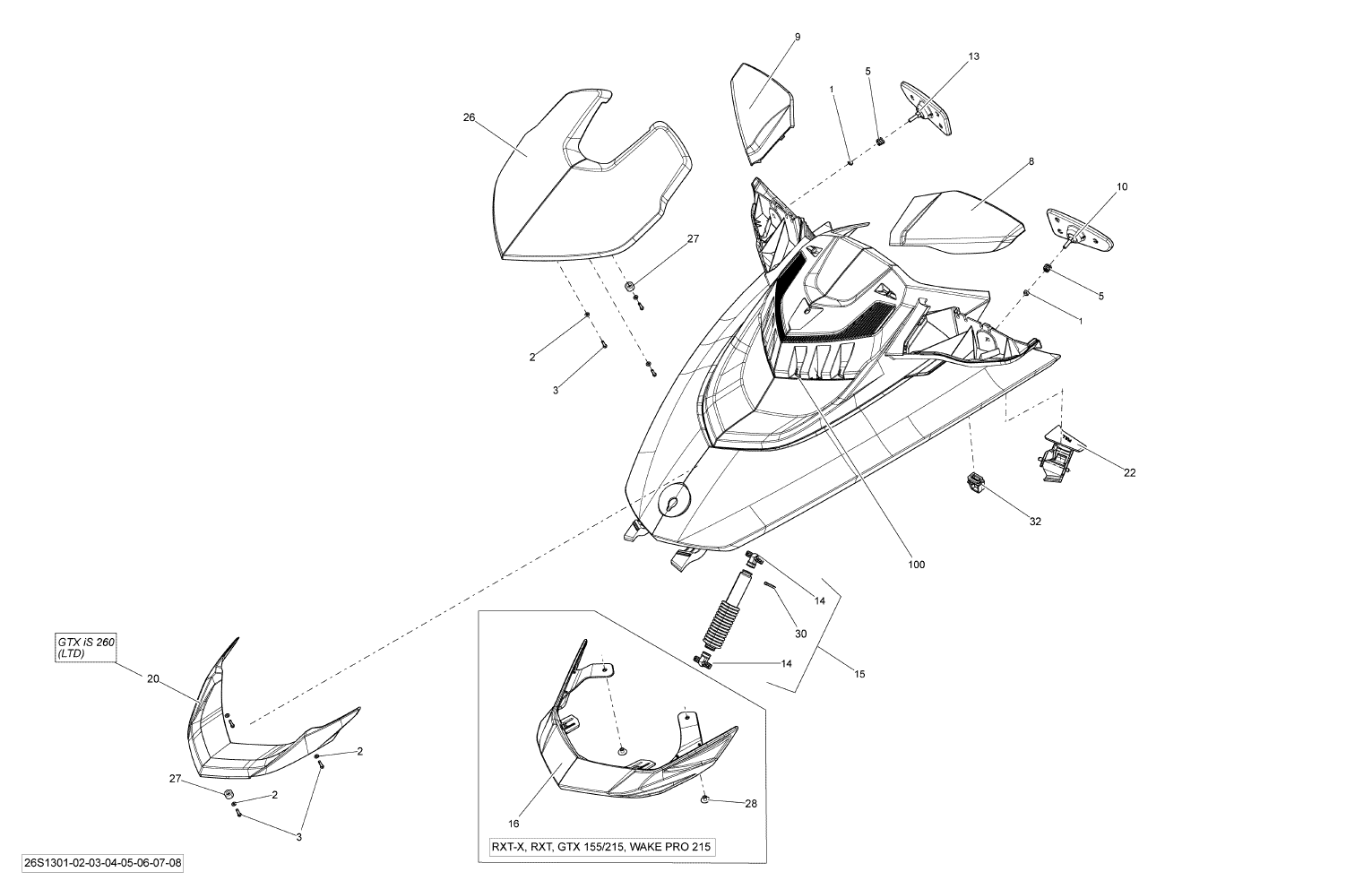 Fits 2012-2014 Sea-Doo Watercraft White Upper Front Deflector, Std, OEM Part # 269501981