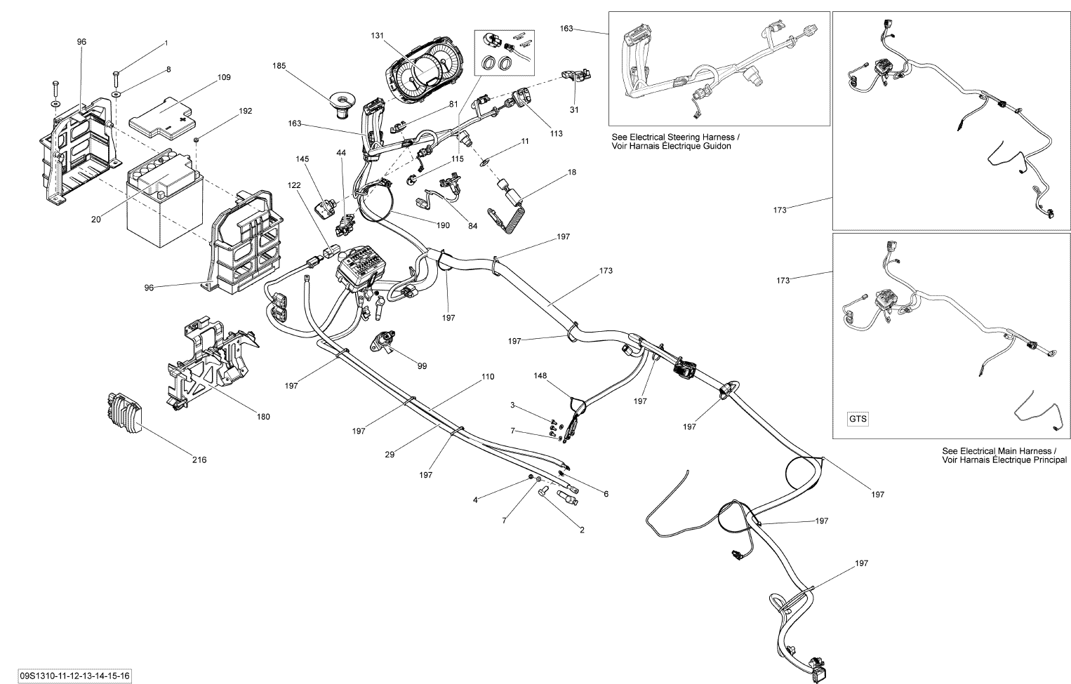 Fits 2013-2014 Sea-Doo GTS 130 & Rental Wiring Harness Ass Y, OEM Part # 278002953