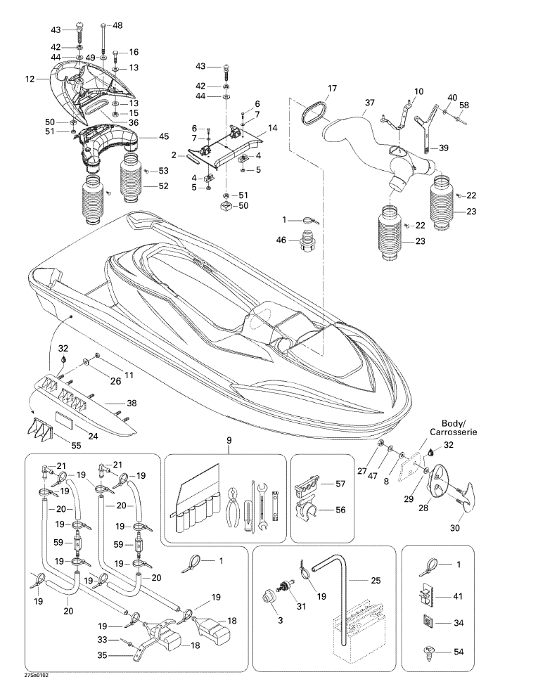 Fits 1999-2005 Sea-Doo Marine Parts LH Sponson, OEM Part # 292000595