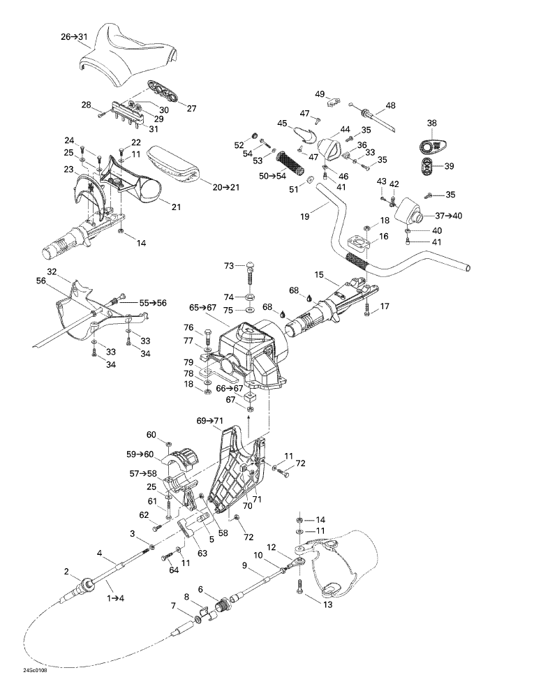 Fits 1998-2002 Sea-Doo Watercraft Choke Cable, OEM Part # 270000383