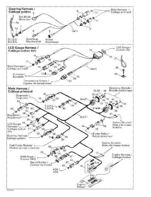 Fits 2002-2005 Sea-Doo Marine Parts Steering Harness Assy, OEM Part # 278001732
