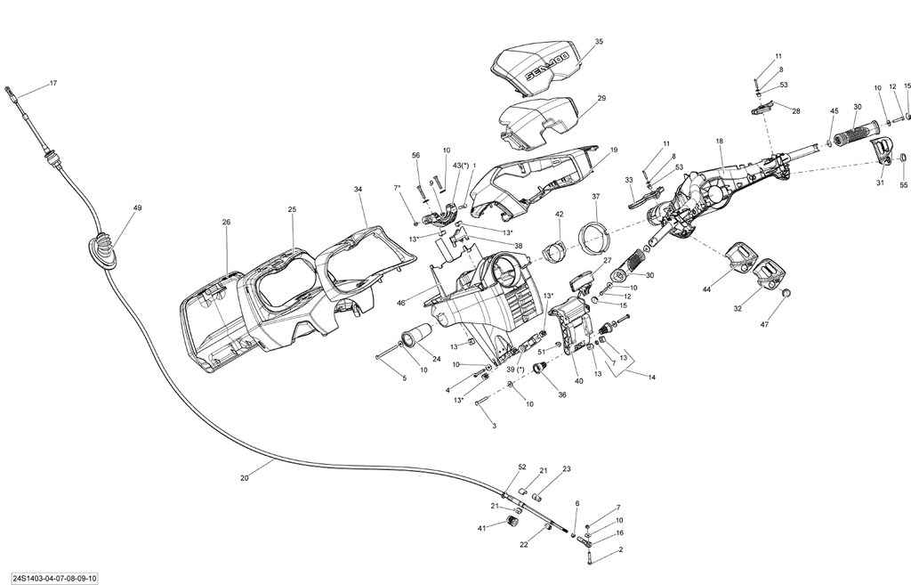 Fits 2013-2015 Sea-Doo GTI LTD 155 / GTX LTD 215 / GTX LTD iS 260 Steering Pad, Magnesium, OEM Part # 277001886