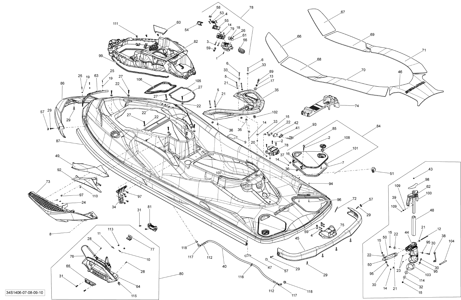 Fits 2014-2015 Sea-Doo GTX 155 LH Front Cover Ass Y, OEM Part # 291003938