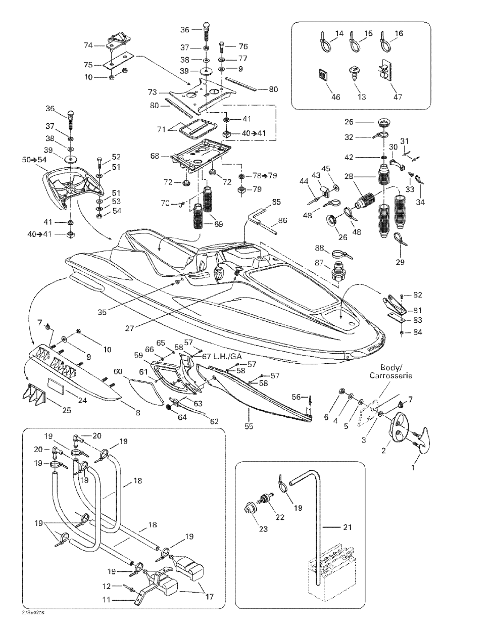 Fits 1999-2005 Sea-Doo Marine Parts LH Sponson, OEM Part # 292000595