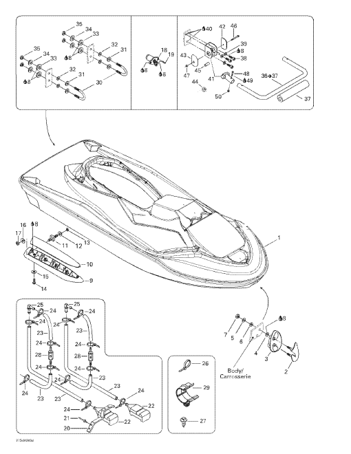 Fits 2002-2004 Sea-Doo Marine Parts LH Sponson Cover, OEM Part # 292000817