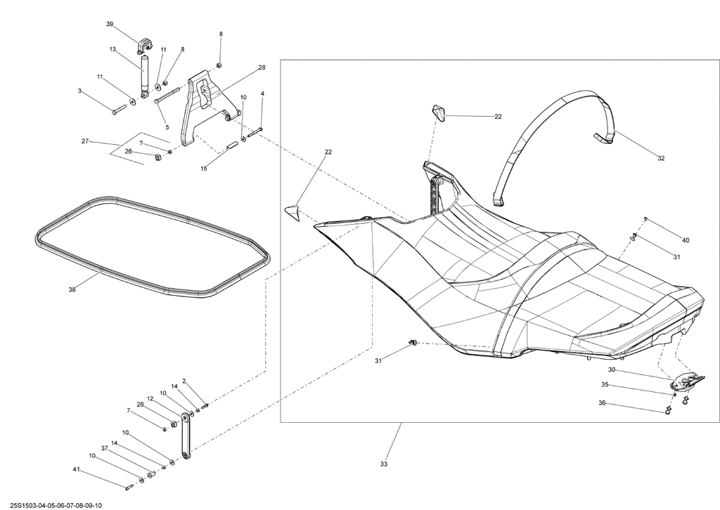 Fits 2013-2015 Sea-Doo GTX LTD 215 / GTX LTD iS 260 LH Seat Protector, OEM Part # 269002537