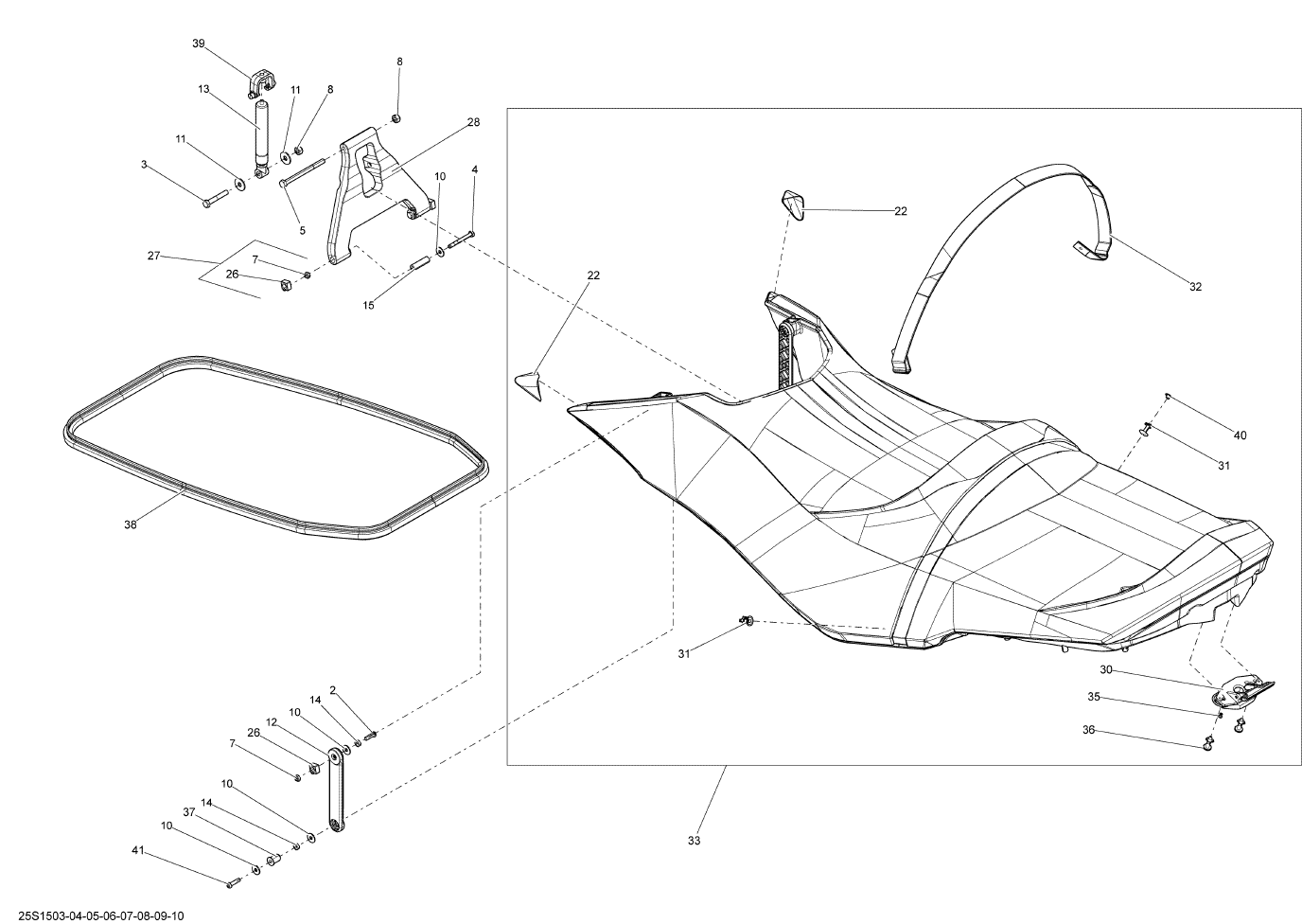 Fits 2013-2015 Sea-Doo GTX LTD 215 / GTX LTD iS 260 LH Seat Protector, OEM Part # 269002537
