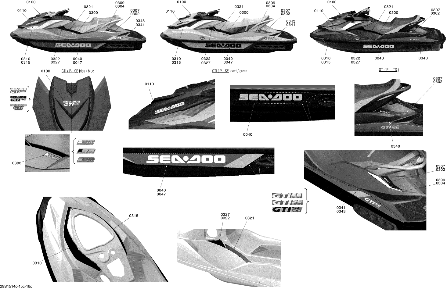 Fits 2015 Sea-Doo GTI LTD 155 LH Rear Decal, OEM Part # 219904622