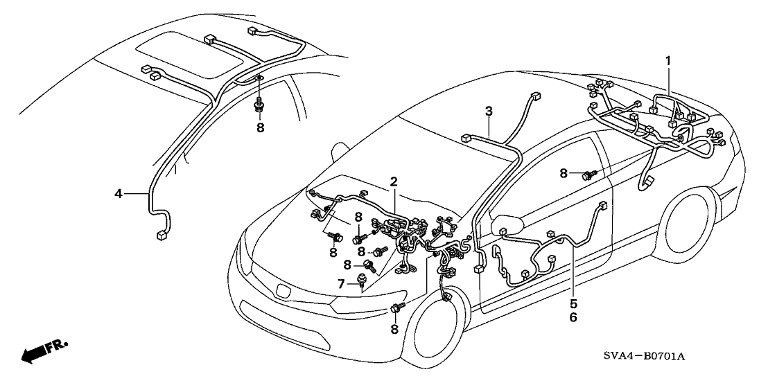 Honda New 2006-2007 Fits Honda Civic Sunroof Wire, Part # 32156-SVA-A01
