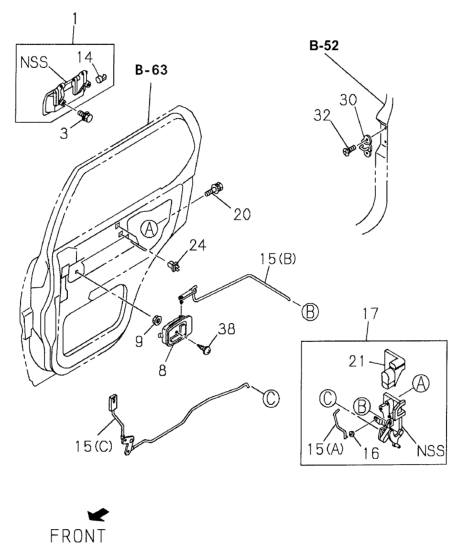 Honda New 1998-2002 Fits Honda Passport Link, Right Rear Door Lock, Part # 89712-47110
