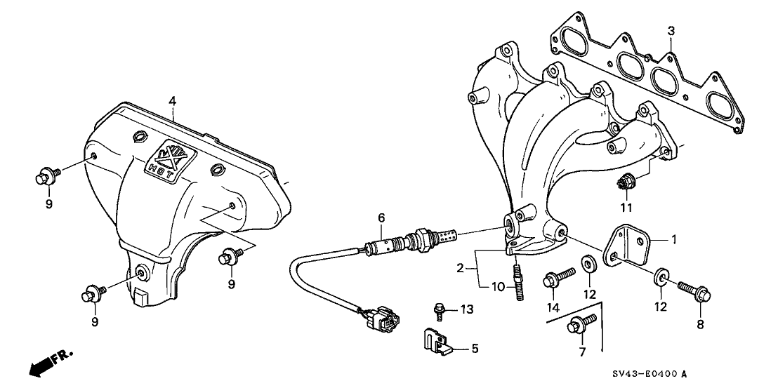 New 1994-2002 Fits Honda Accord Stay, L. Exhuast Manifold, Part # 11942-P0B-A00