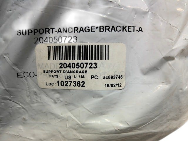 Fits 2007-2012 Sea-Doo 230 Challenger & Challenger SE 310 / 230 Challenger SE 430 Anchor Bracket, OEM Part # 204050723