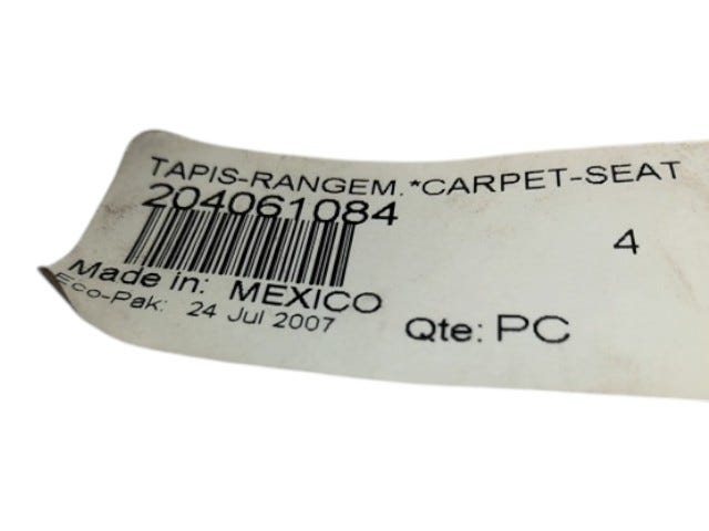 Fits 2007-2012 Sea-Doo 180 Challenger & Challenger SE 215 / 180 Challenger SE 260 Carpet SEAT Storage, OEM Part # 204061084