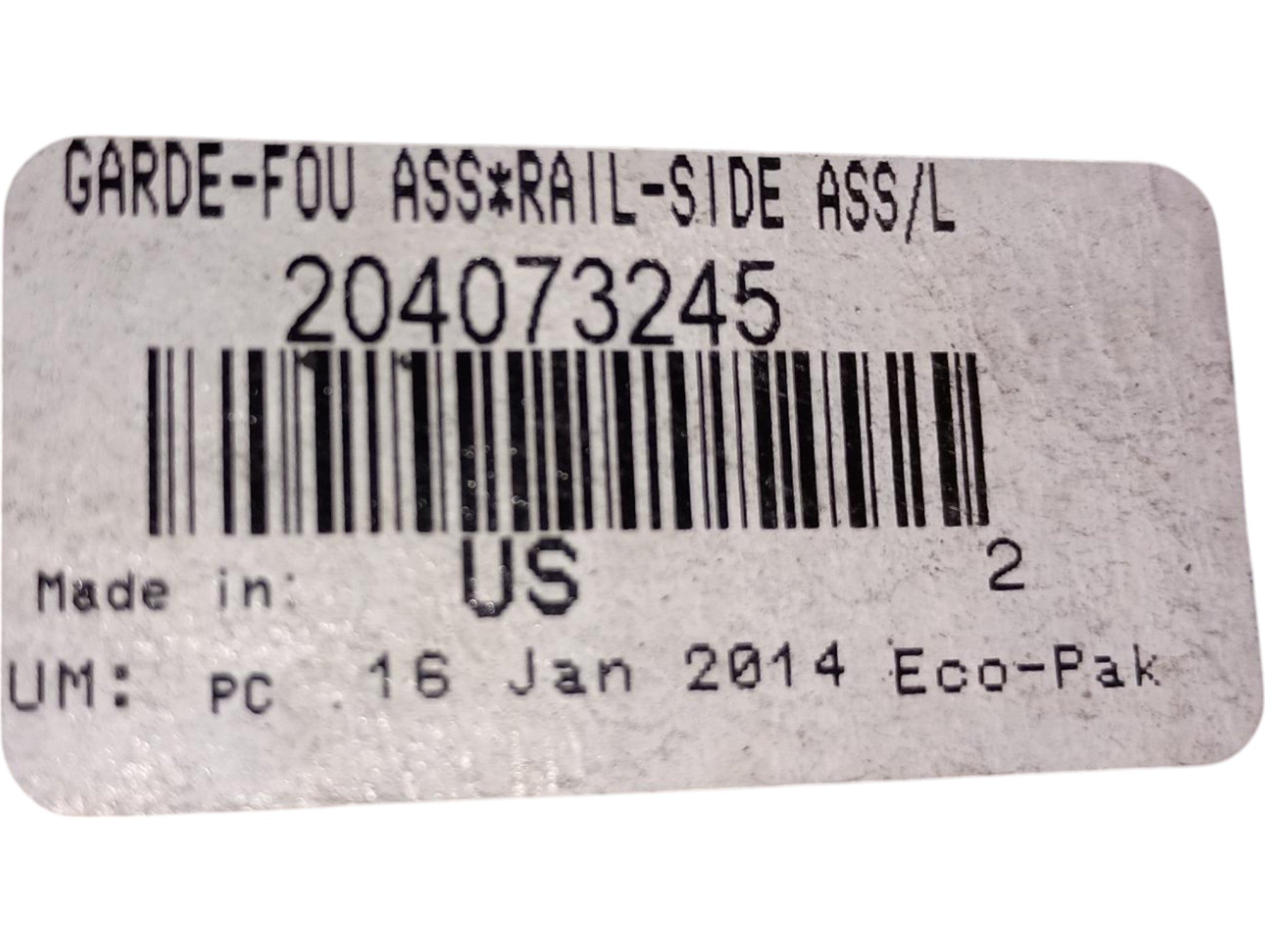 2009-2012 Fits Sea-Doo 2 X 255 (1503Ho) LH Side Rail Ass'y, OEM Part # 204073245 - Vintage image