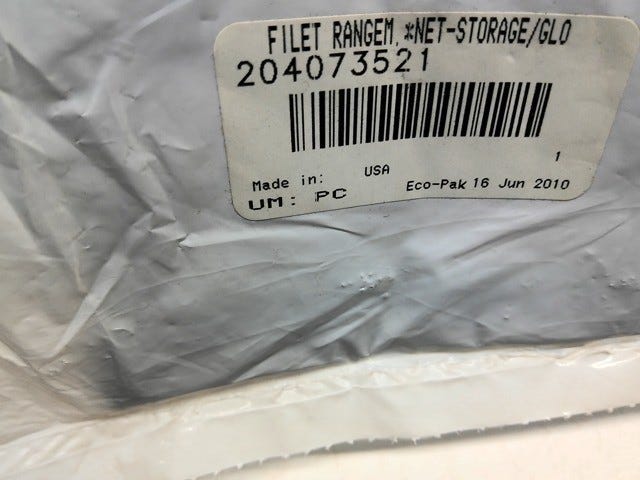 Fits 2010 Sea-Doo 180 Challenger 215 / 180 Challenger SE 255 Glovebox Storage NET, OEM Part # 204073521