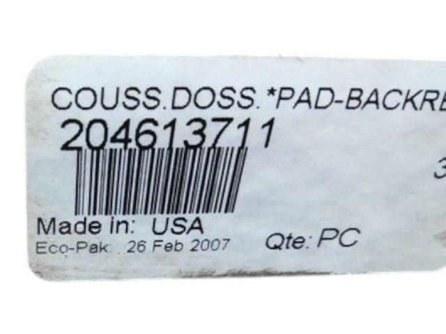 Fits 2007-2009 Sea-Doo Islandia SE 2 x 215 SCIC / Islandia SE 430 Backrest PAD ASM, OEM Part # 204613711