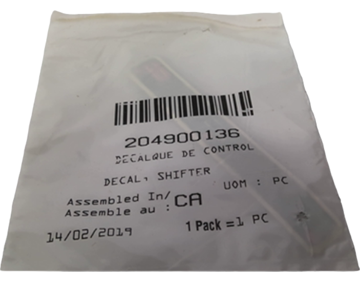 Sea-Doo Decal Shifter, OEM Part # 204900136
