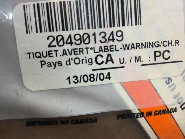 2004-2009 Fits Sea-Doo SE 430 Warning Decal Changing Roo, OEM Part # 204901349 - Vintage image
