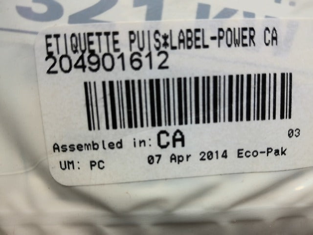 2006-2011 Fits Sea-Doo SE 310 Power Capacity Label, OEM Part # 204901612 - Vintage image