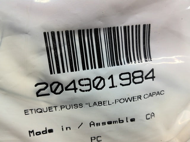 2009-2011 Fits Sea-Doo Challenger 310 Power Capacity Label, OEM Part # 204901984 - Vintage image