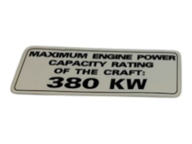 Fits 2009-2011 Sea-Doo 200 Speedster 510 / 230 Challenger 310 Power Capacity Label, OEM Part # 204901984