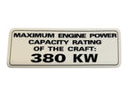 Fits 2009-2011 Sea-Doo 200 Speedster 510 / 230 Challenger 310 Power Capacity Label, OEM Part # 204901984